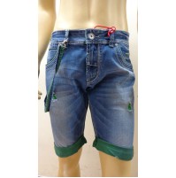 99 BE BERMUDA  JEANS CON RISVOLTO RIFINITO VERDE +ROTTURE  9900800055